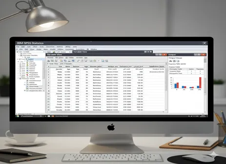 لقطة شاشة توضح واجهة SPSS لإدارة البيانات